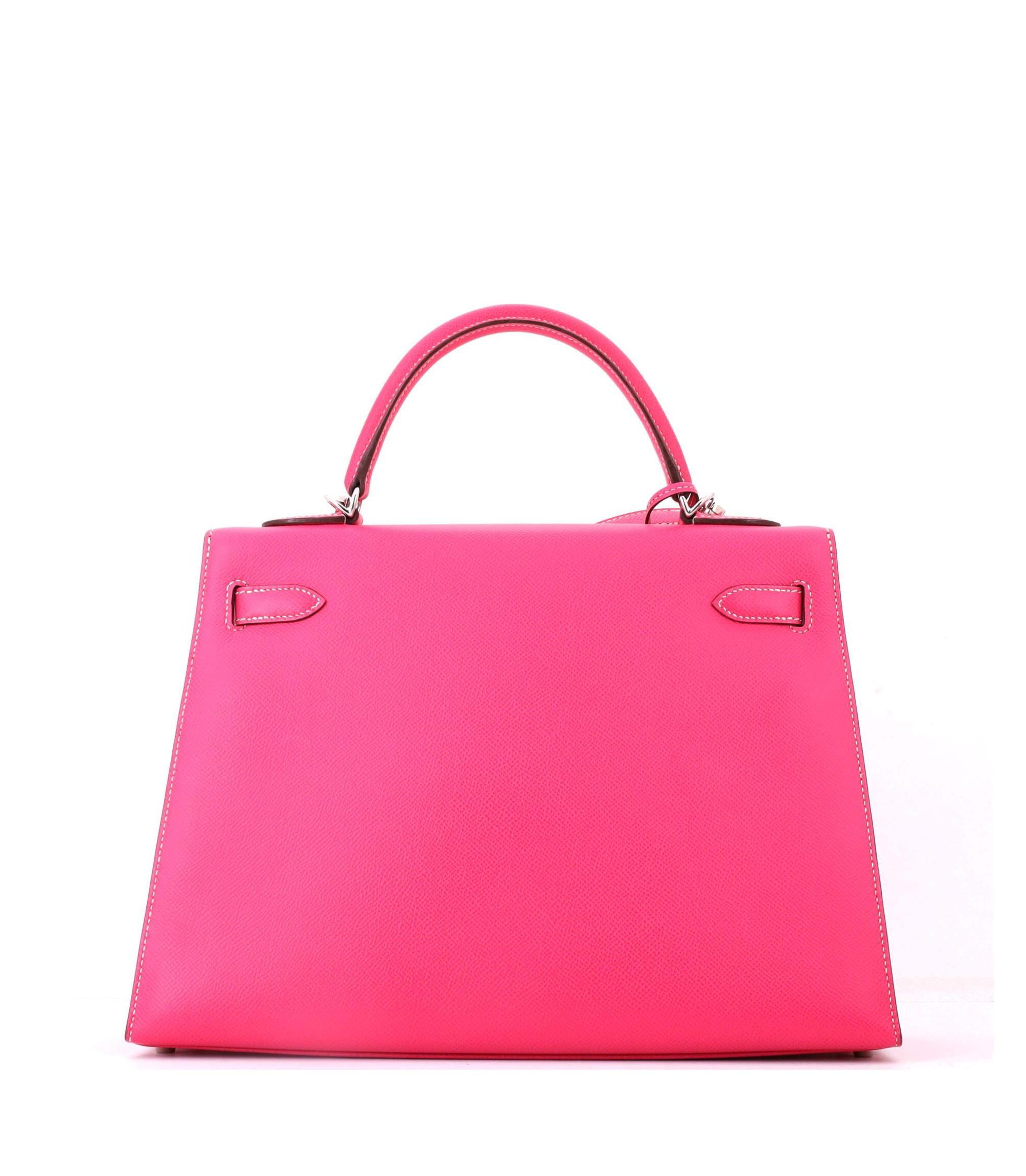 Kelly 32 Handbag Pink Epsom with Palladium Hardware — Image 3