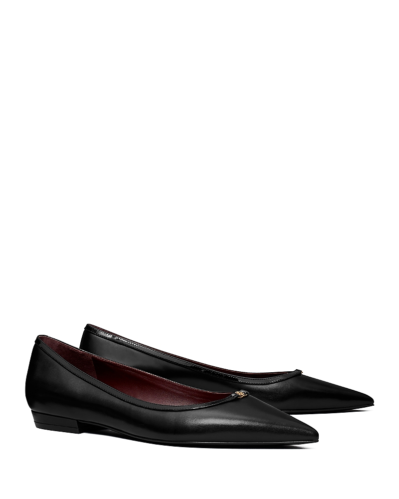 Tory Burch Women's Double T Buckle Pointed Toe Flats