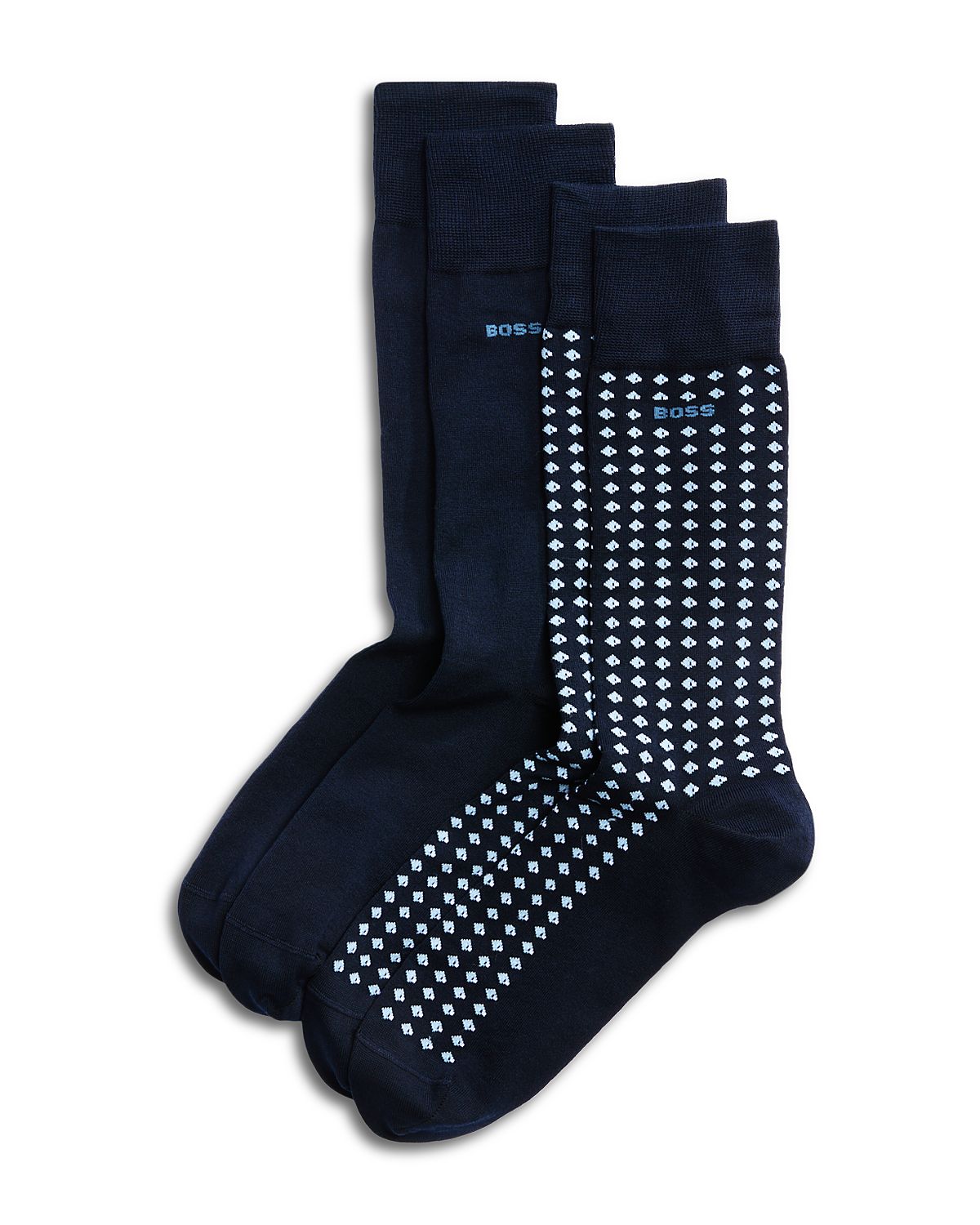 Boss Mini Pattern Crew Socks, Pack of 2