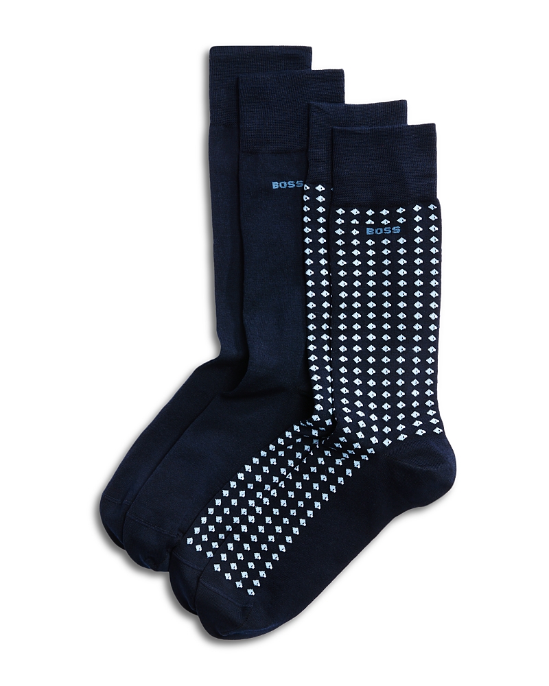 Boss Mini Pattern Crew Socks, Pack of 2