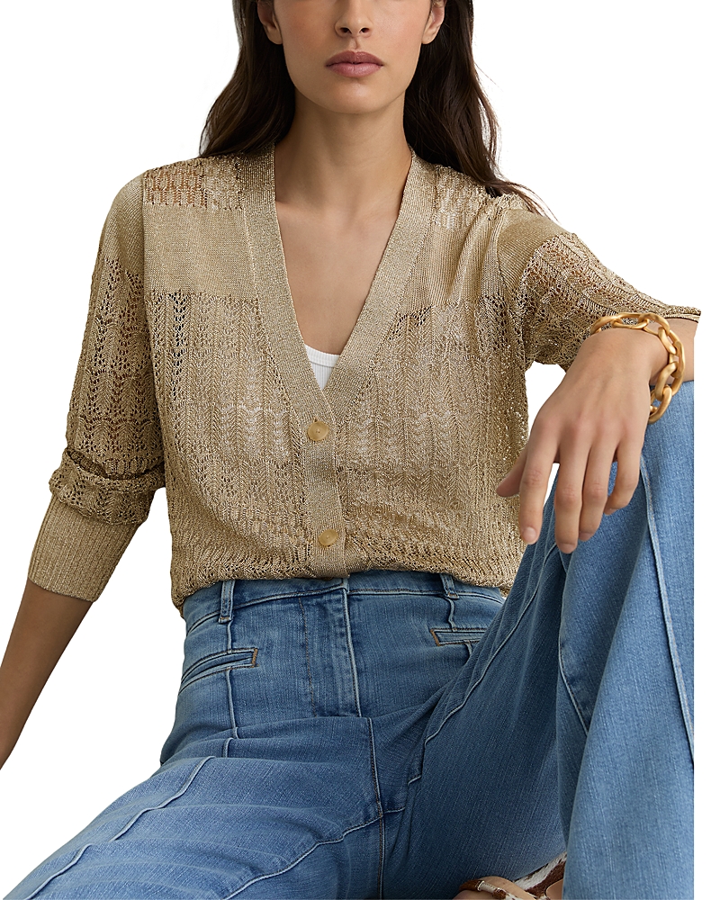 Reiss Suzanne Pointelle V Neck Cardigan