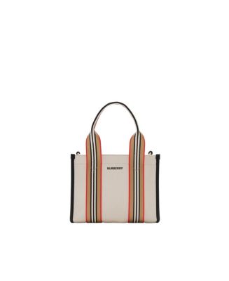 Burberry Mini Icon Stripe Trim Canvas Tote | Bloomingdale's Handbags