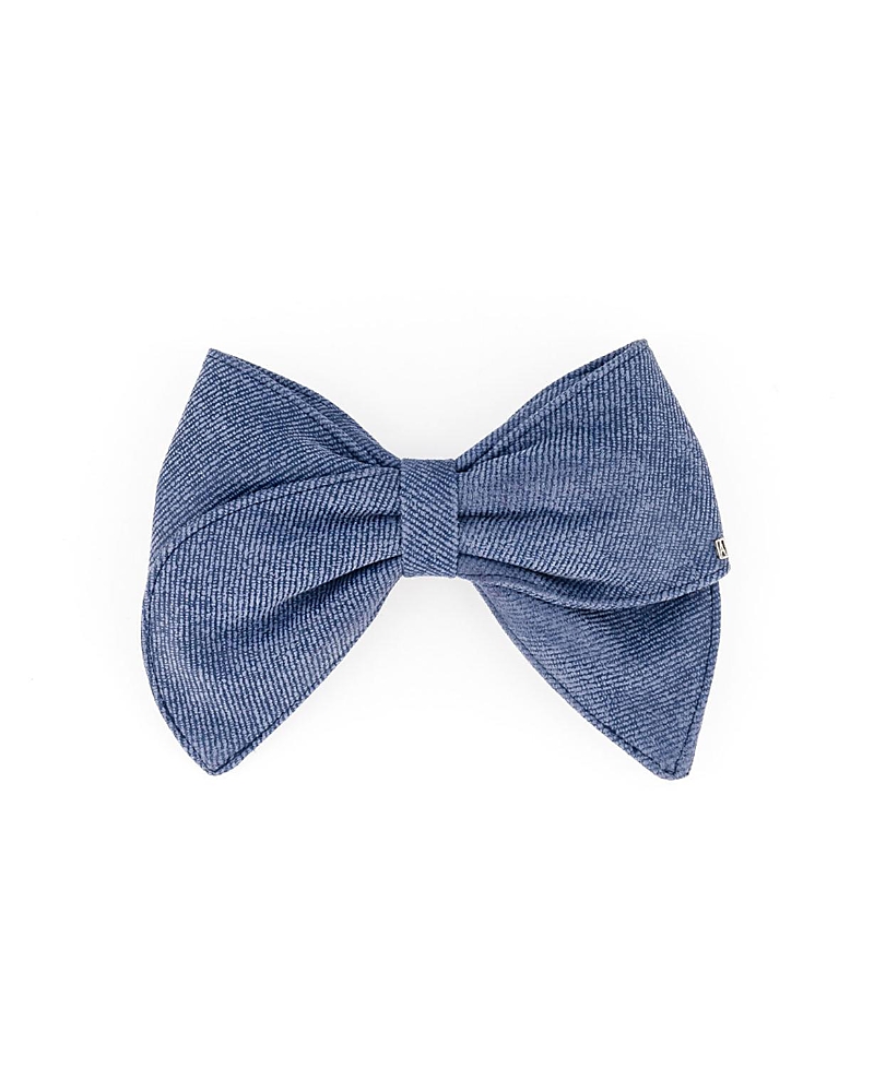 Alexandre de Paris Denim Leather Bow Barette