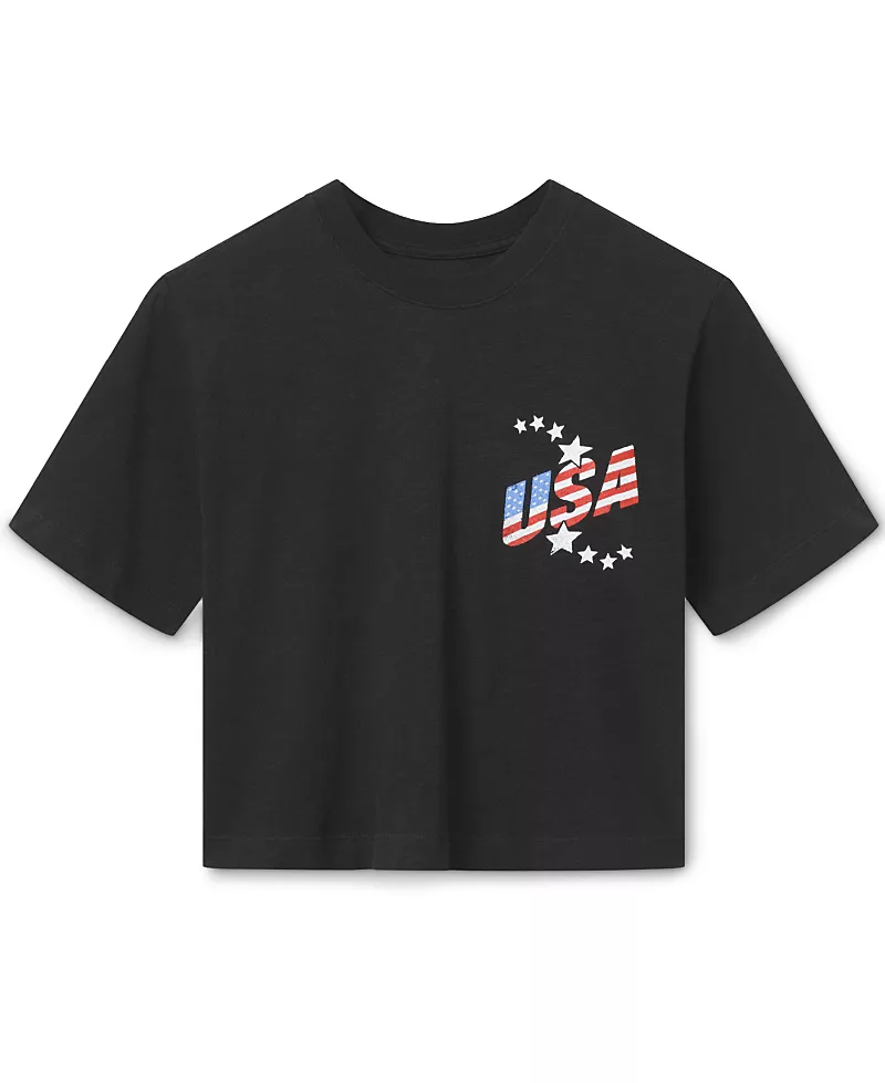Junk Food Clothing Women's Usa Soccer Mock Neck Crop Tee