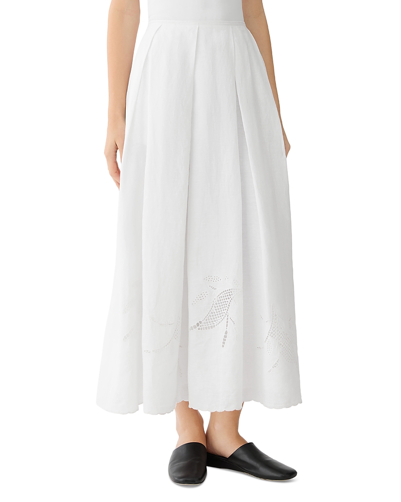 Lafayette 148 New York Embroidered Linen A Line Maxi Skirt