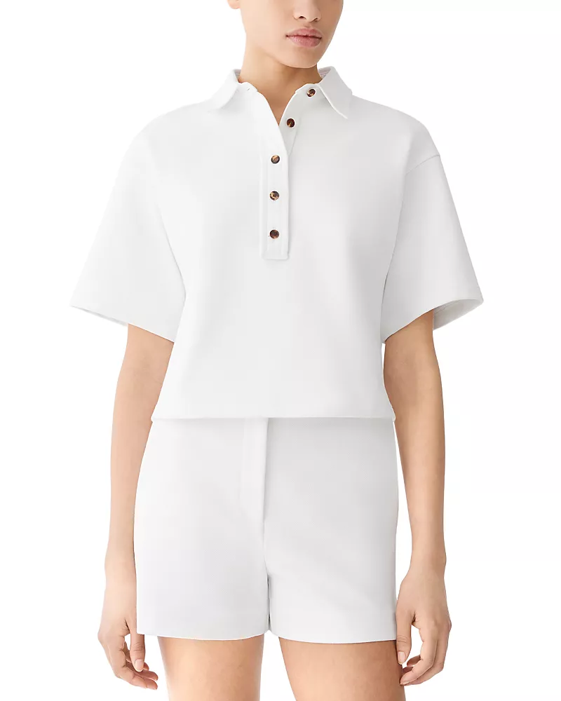 Lafayette 148 New York Cropped Polo Top