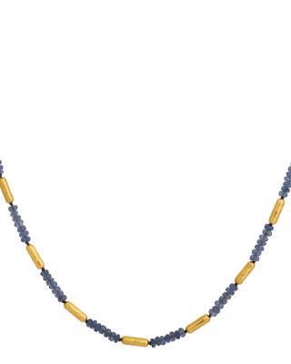 18K & 24K Yellow Gold Vertigo Blue Sapphire Gale Bead Collar Necklace, 16"