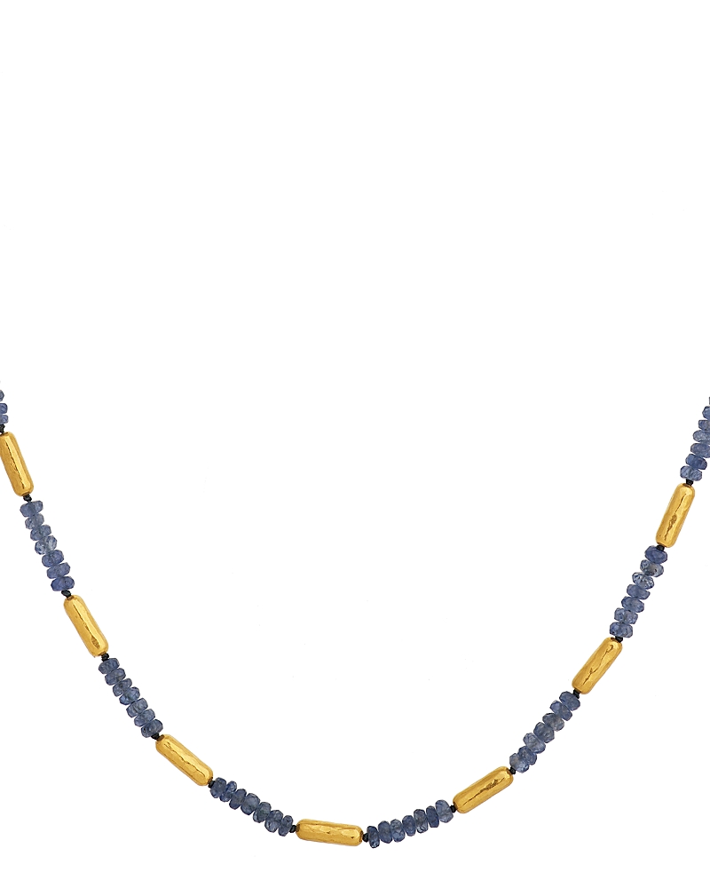 Gurhan 18K & 24K Yellow Gold Vertigo Blue Sapphire Gale Bead Collar Necklace, 16