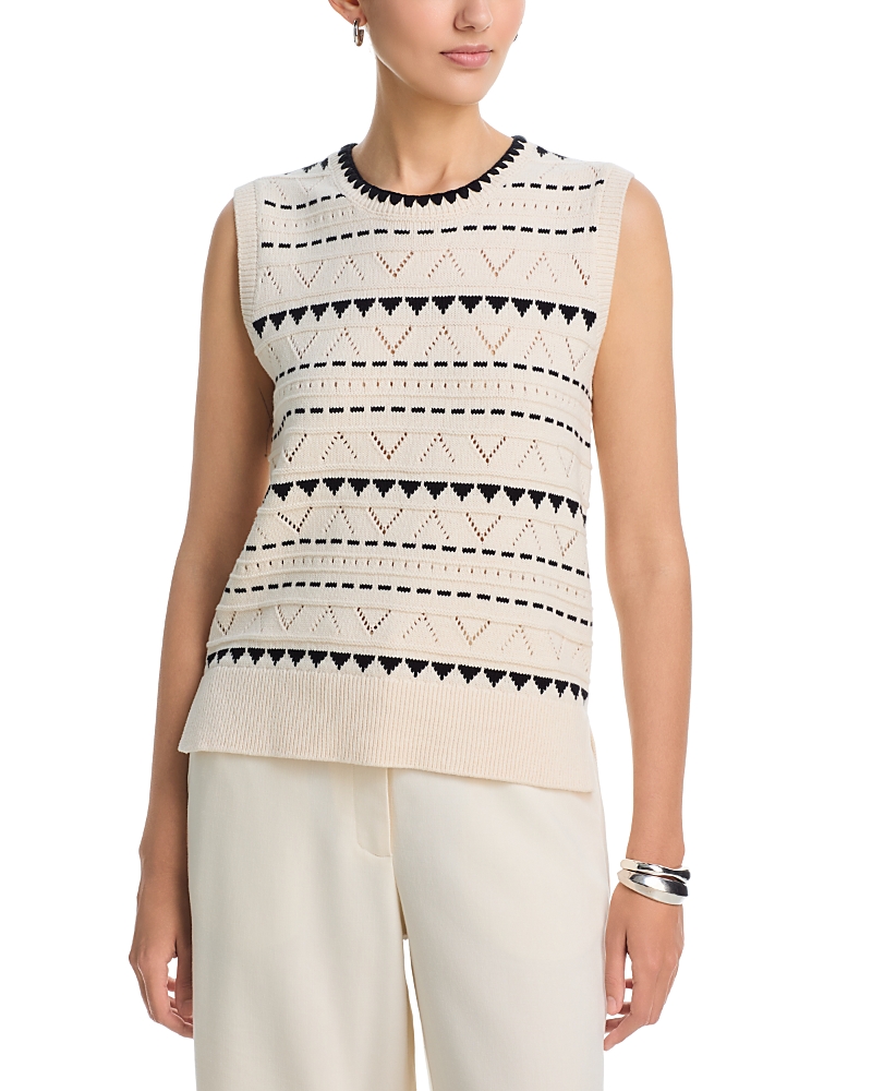 T Tahari Pointelle Sleeveless Sweater
