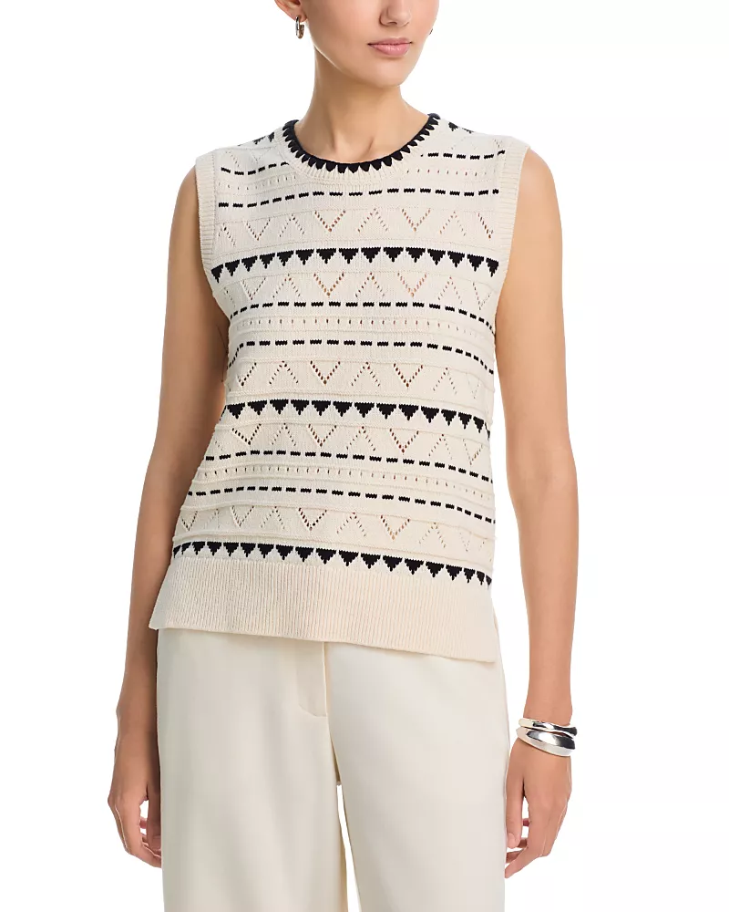 T Tahari Pointelle Sleeveless Sweater