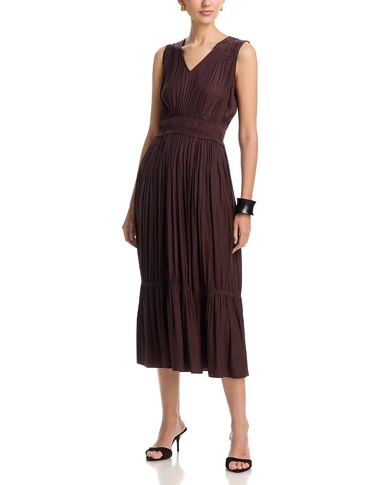 T Tahari V Neck Midi Dress