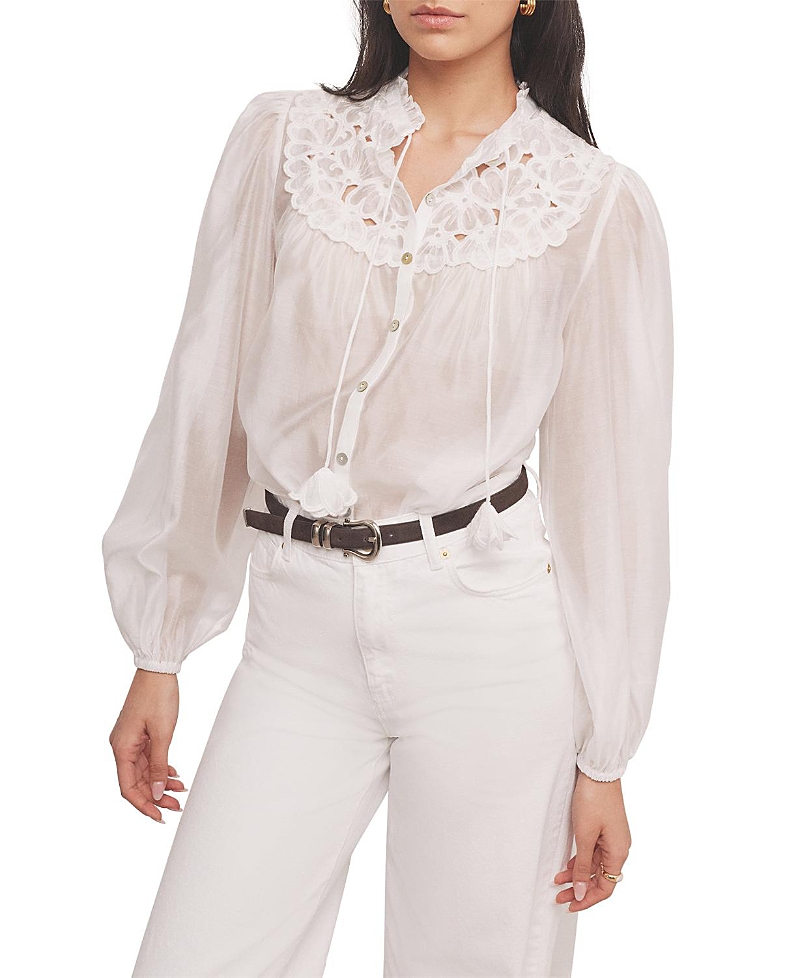Mint Velvet Women's Floral Cutwork Detail Blouse