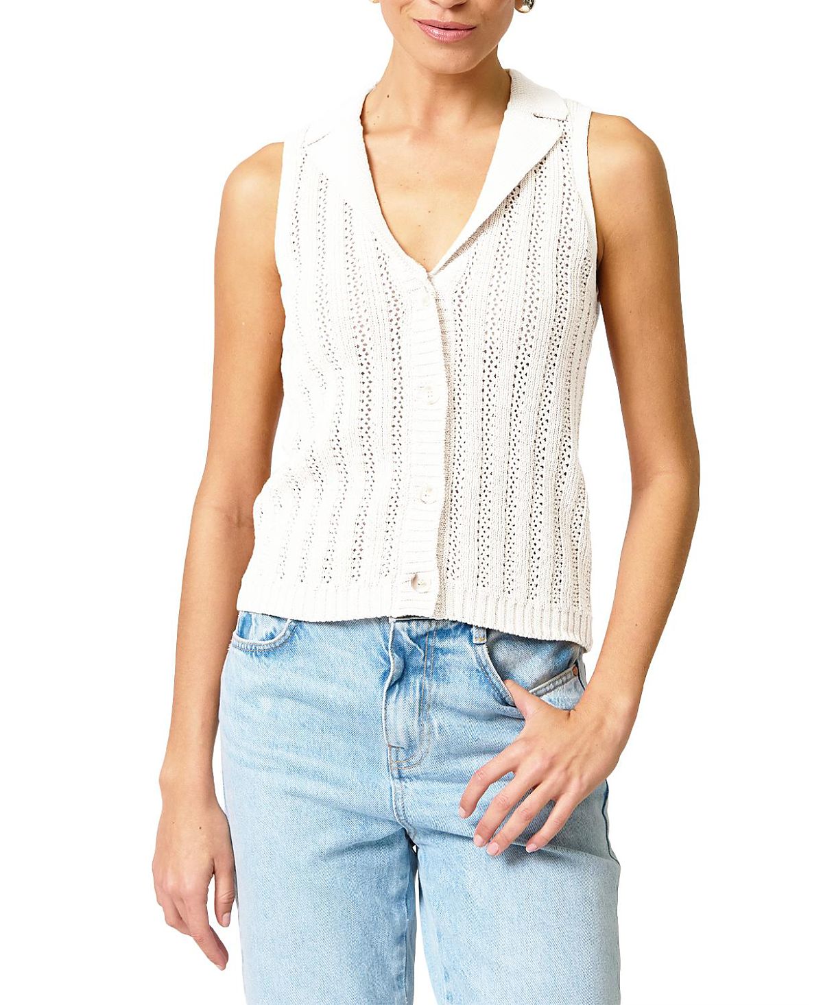 Central Park West Women's Francie Mesh Stitch Sleeveless Vest