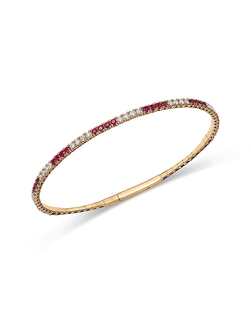 Bloomingdale's Fine Collection Sapphire & Diamond Bangle Bracelet in 14K Yellow Gold · 6.75"