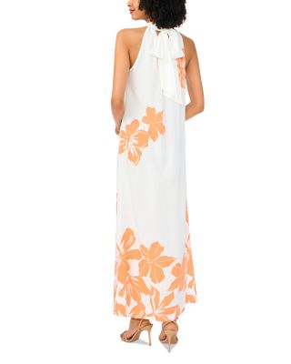 vince camuto white halter dress Vince Camuto Floral Halter Tie-back Maxi Dress in White