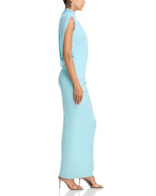 simkhai evening dress SIMKHAI Reannon Draped Gown in Chocolate main image 0