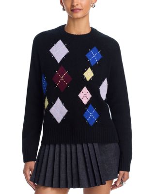 100% Cashmere Argyle Crewneck Sweater - Exclusive