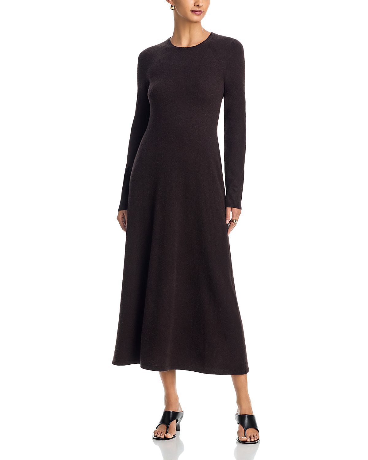 Aqua 100% Cashmere Long Sleeve Midi Dress - Exclusive