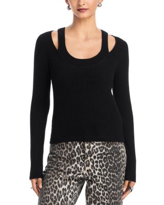 100% Cashmere Double Layer Scoop Neck Top - Exclusive