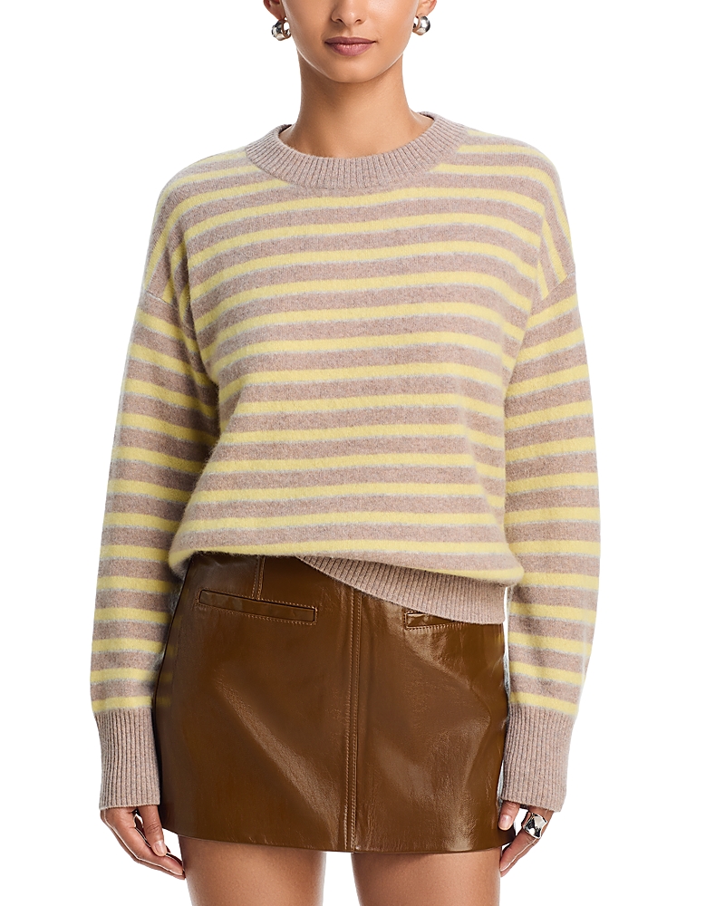 Aqua Cashmere Brushed Stripe Crewneck Sweater - Exclusive
