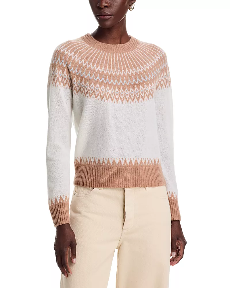 C by Bloomingdale's Cashmere Fair Isle Crewneck Cashmere Sweater - Exclusive