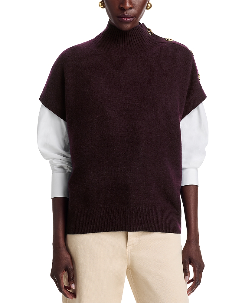 C by Bloomingdale's Cashmere Button Mockneck Cashmere Sweater - Exclusive