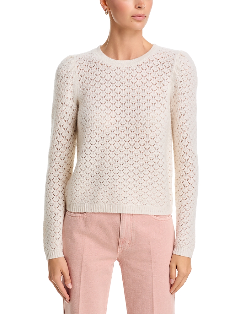 C by Bloomingdale's Cashmere Pointelle Crewneck Puff Sleeve Cashmere Sweater, Exclusive