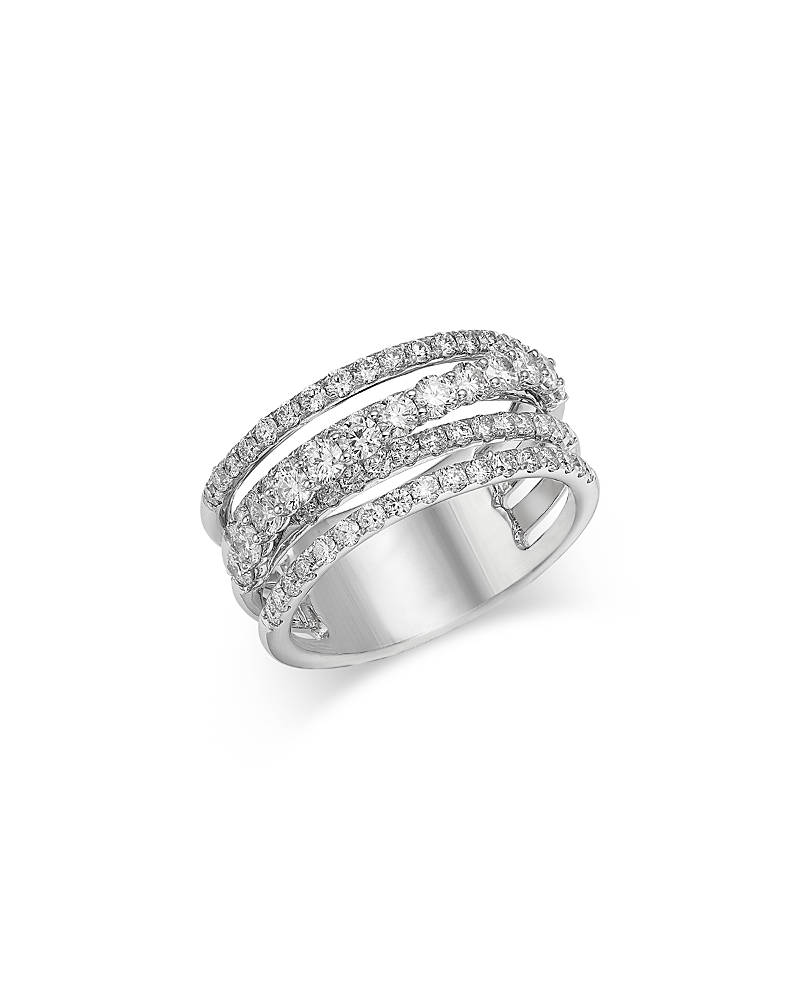 Bloomingdale's Fine Collection Diamond Multirow Crossover Ring in 14K White Gold, 1.50 tcw
