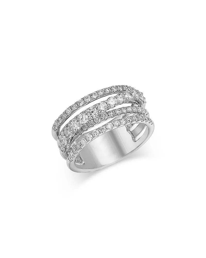 Bloomingdale's Fine Collection Diamond Multirow Crossover Ring in 14K White Gold, 1.50 tcw