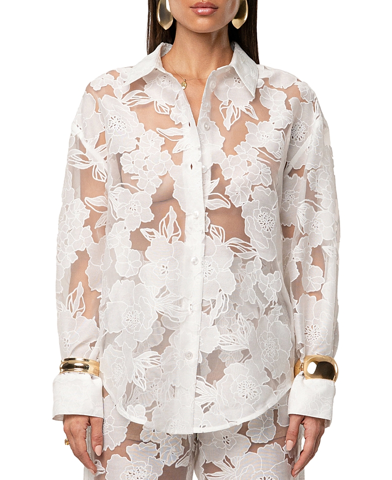 Jluxlabel Organza Floral Blouse