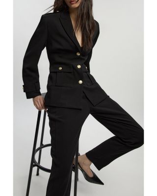 Petite Military Single Breasted Blazer