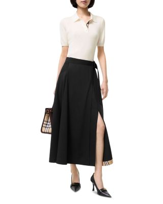 Wool Twill Midi Skirt
