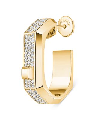 Messika 18K Gold Moderniste Single Pave Diamond Hoop Earring, 0.25 tcw