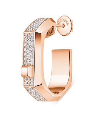 18K Gold Moderniste Single Pav&eacute; Diamond Hoop Earring, 0.25 tcw