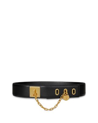 Leather Chain Padlock Wide Belt