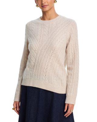 100% Cashmere Multi Cable Knit Crewneck Sweater - Exclusive