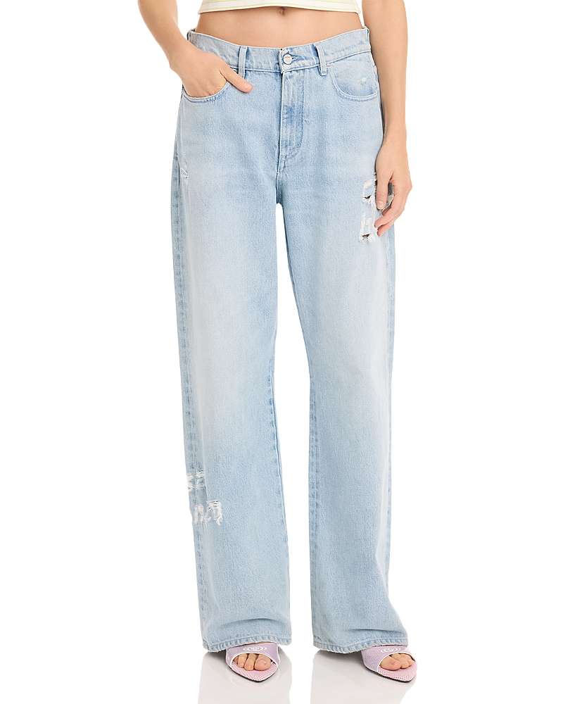 Casablanca Graffiti Wide Leg Jeans in Light Wash