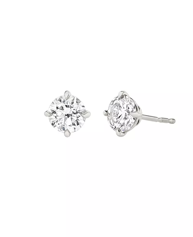 Vrai Solitaire Stud Earrings in 14K Gold, 3ctw Round Brilliant Lab Grown Diamond