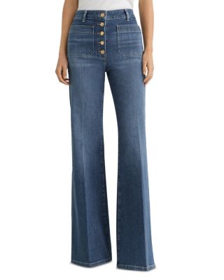 Cali High Rise Flare Leg Jeans in Mid Blue