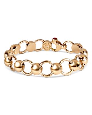 18K Rose Gold Luce Diamond & Ruby Accented Bead & Circle Link Bracelet