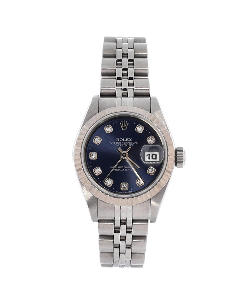 Pre-Owned Rolex Oyster Perpetual Datejust Automatic Watch in Stainless Steel and White Gold with Diamond Markers 26mm