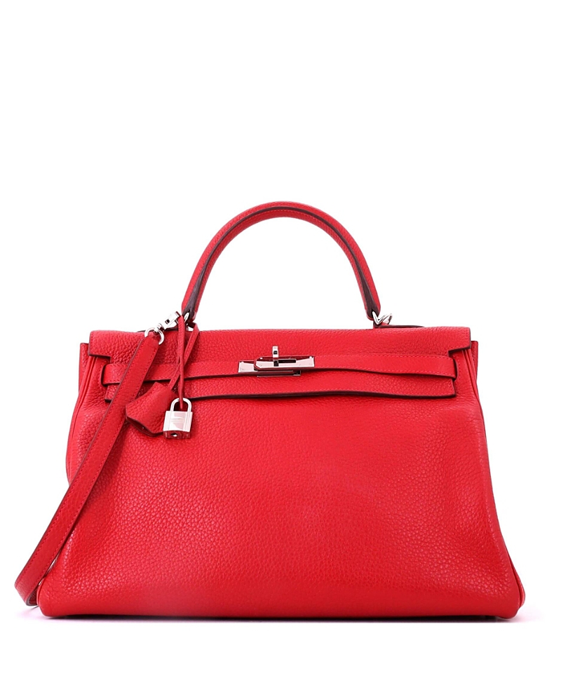 Pre-owned Pre-owned Hermes Hermes Kelly 35 Handbag Red Clemence With Palladium Hardware