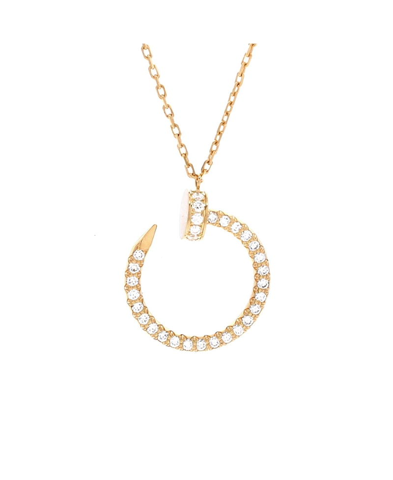 Pre-Owned Cartier Juste un Clou Pendant Necklace 18K Gold and Pave Diamonds, 17.75