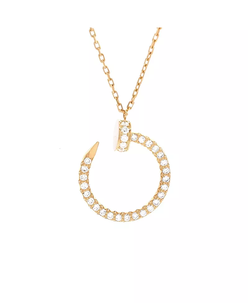 Pre-Owned Cartier Juste un Clou Pendant Necklace 18K Gold and Pave Diamonds, 17.75