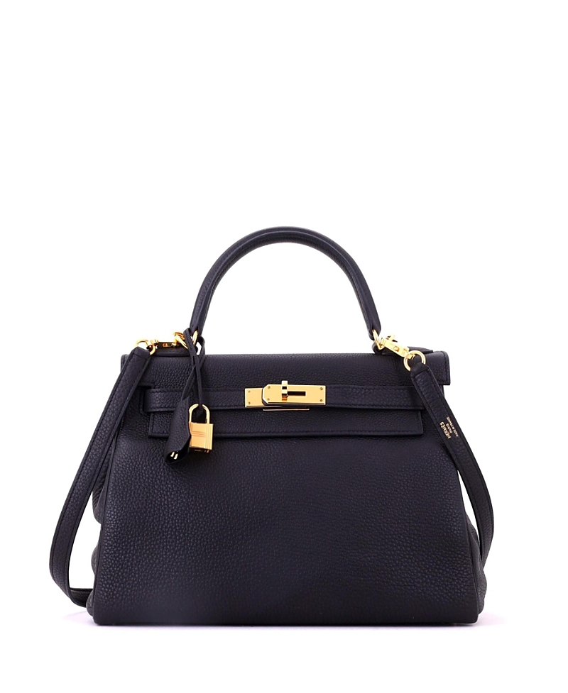 Pre-Owned HERMES Kelly 28 Handbag Black Togo with Gold Hardware
