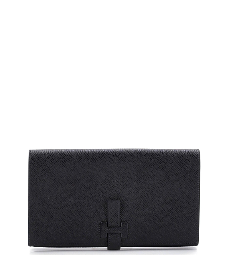 Pre-owned Pre-owned Hermes Hermes Long New H Passant Wallet Leather In Black