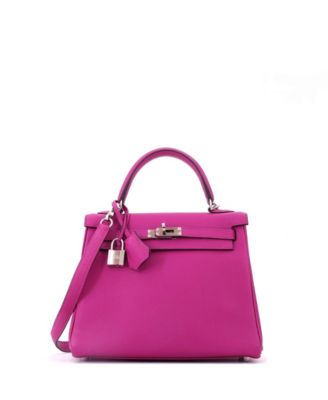 Pre-owned Pre-owned Hermes  Hermes Kelly 25 Handbag Pink Togo With Palladium Hardware In Purple