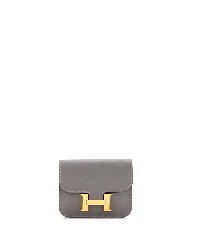 Pre-owned Pre-owned Hermes Hermes Constance Slim Wallet Evercolor In Gray