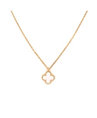  Sweet Alhambra Pendant Necklace 18K Gold and Mother of Pearl, 15.75"