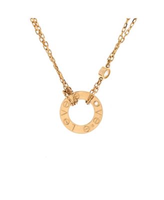  2 Diamonds Love Pendant Necklace 18K Gold and Diamonds, 15.75"